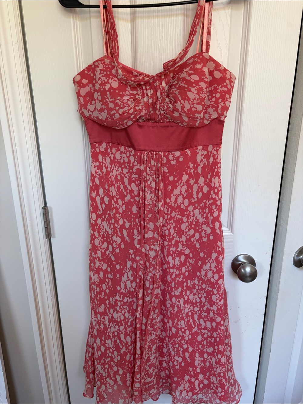 Max & Cleo Coral and Cream Printed Midi Dress